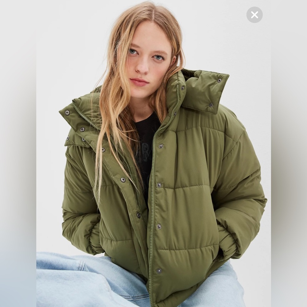 Olive Green Women's Puffer Jacket